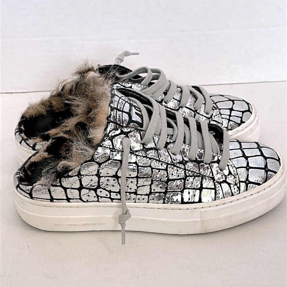 P448 Women's Clara Crackled Leather Open Back Platform Sneaker Size 36 EU/ 6-6.5 - Picture 4 of 16